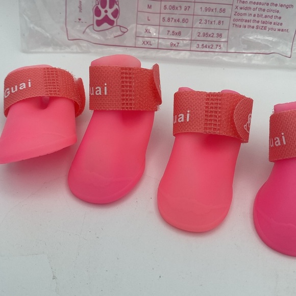 Pink Silicone pet rain boots anti dirty anti slip sz small hook/ loop closure - Picture 3 of 6